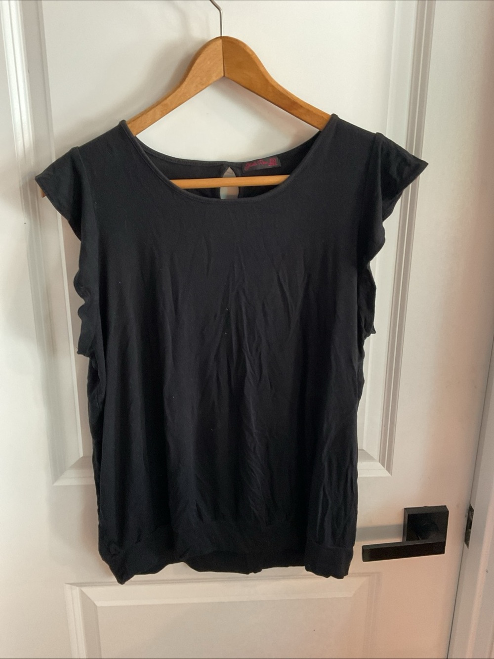 Sheila Rose - Black Women's Flutter Sleeve Top - Black - Ladies Size X-Large